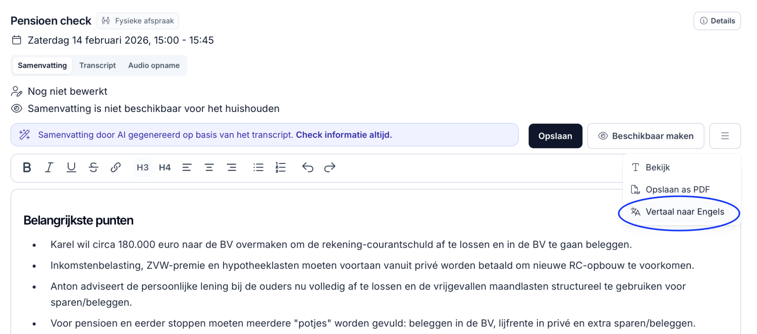 Persoonlijk bericht in uitnodiging