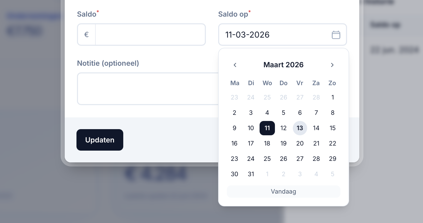 Nieuwe datum selectie functionaliteit