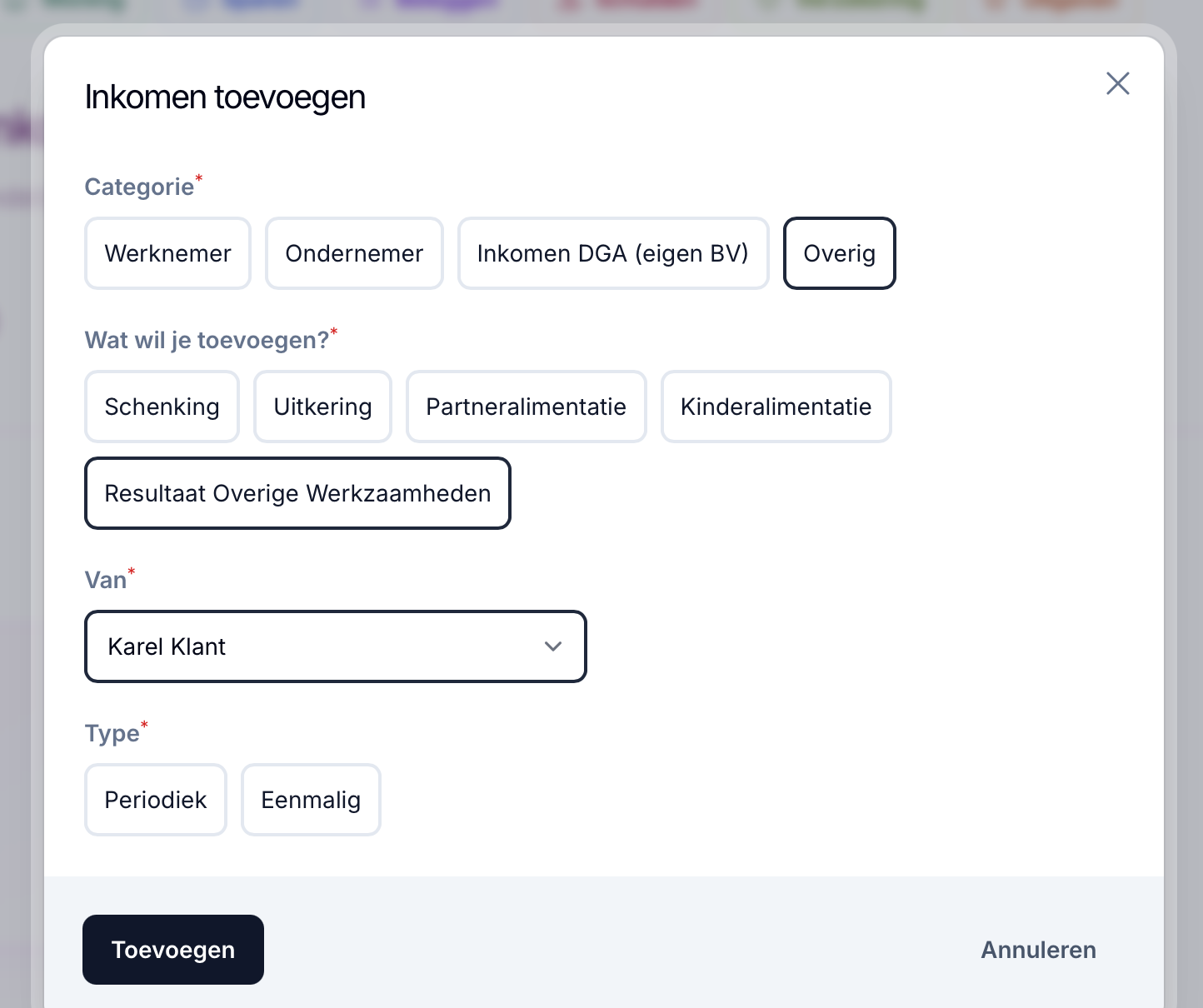 Resultaat Overige Werkzaamheden