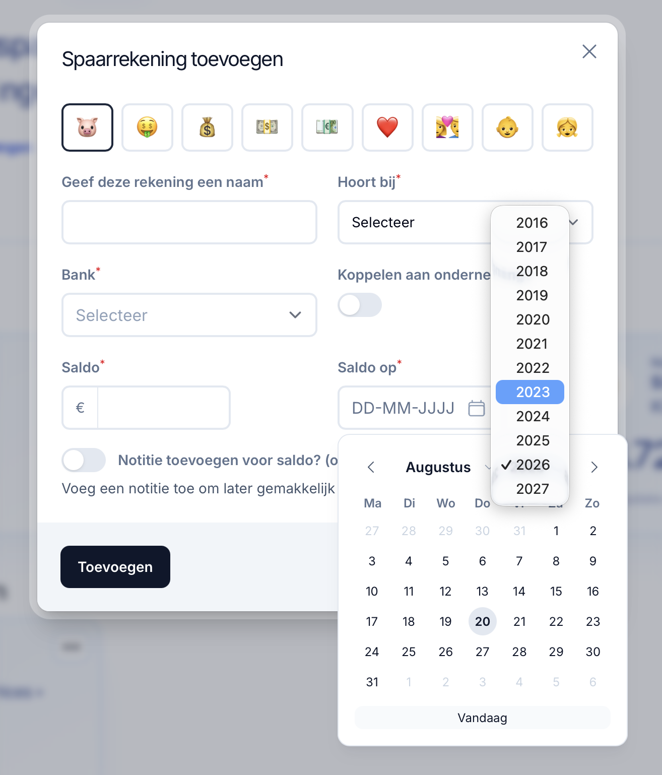 Maand of jaar selecteren in datumselectie