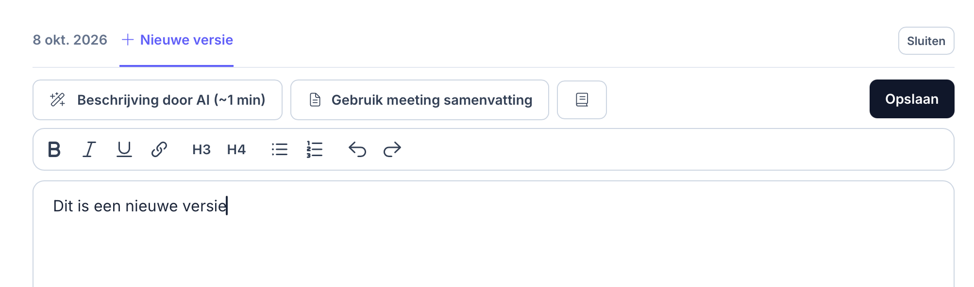 Meerdere versies van een plan beschrijving