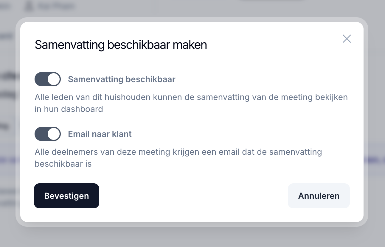 Overzicht van meetings