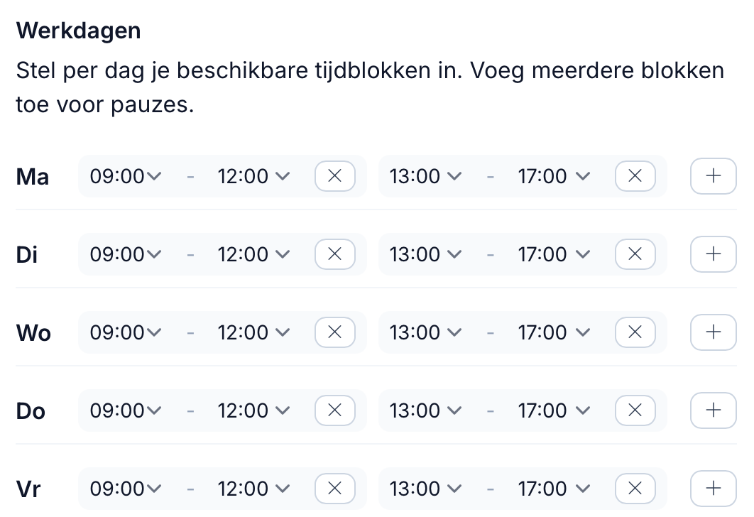 Beschikbaarheid instellen in Lumeo