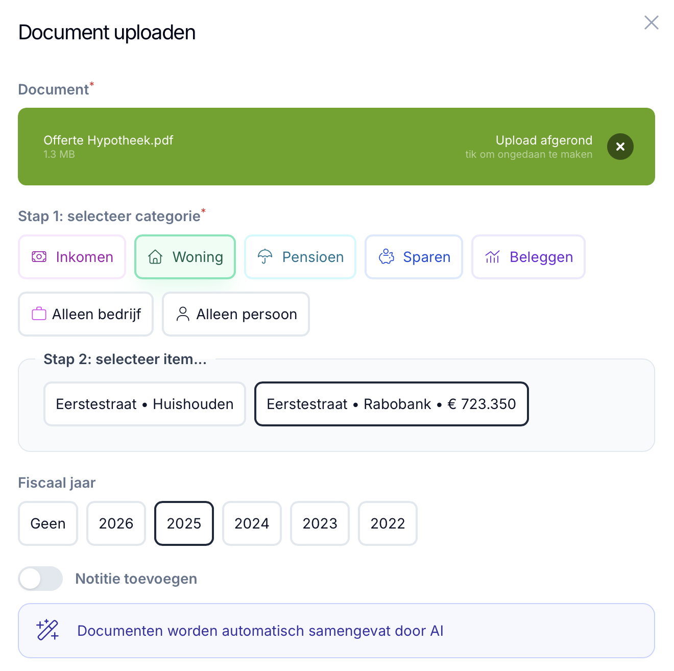 Spaarrekening saldo bijwerken in het dashboard
